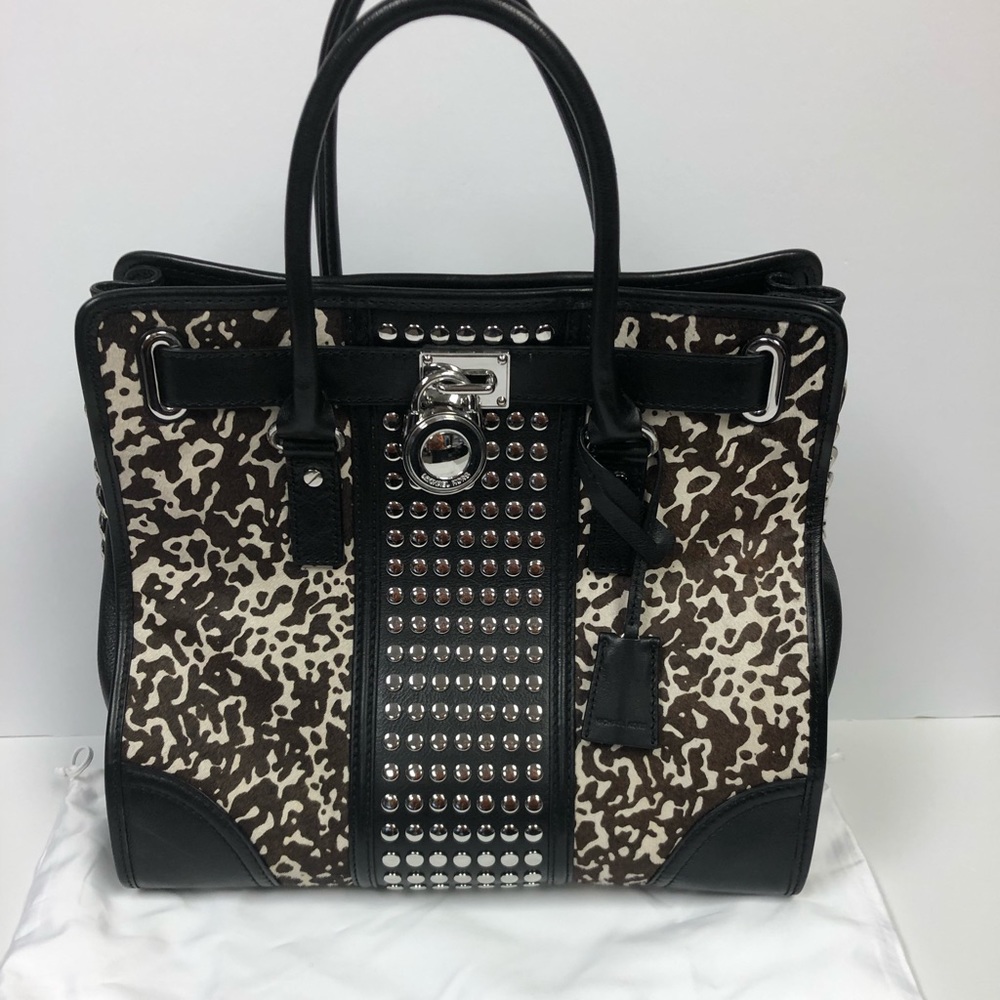 Michael Kors Hamilton Studded Leather Calf Hair